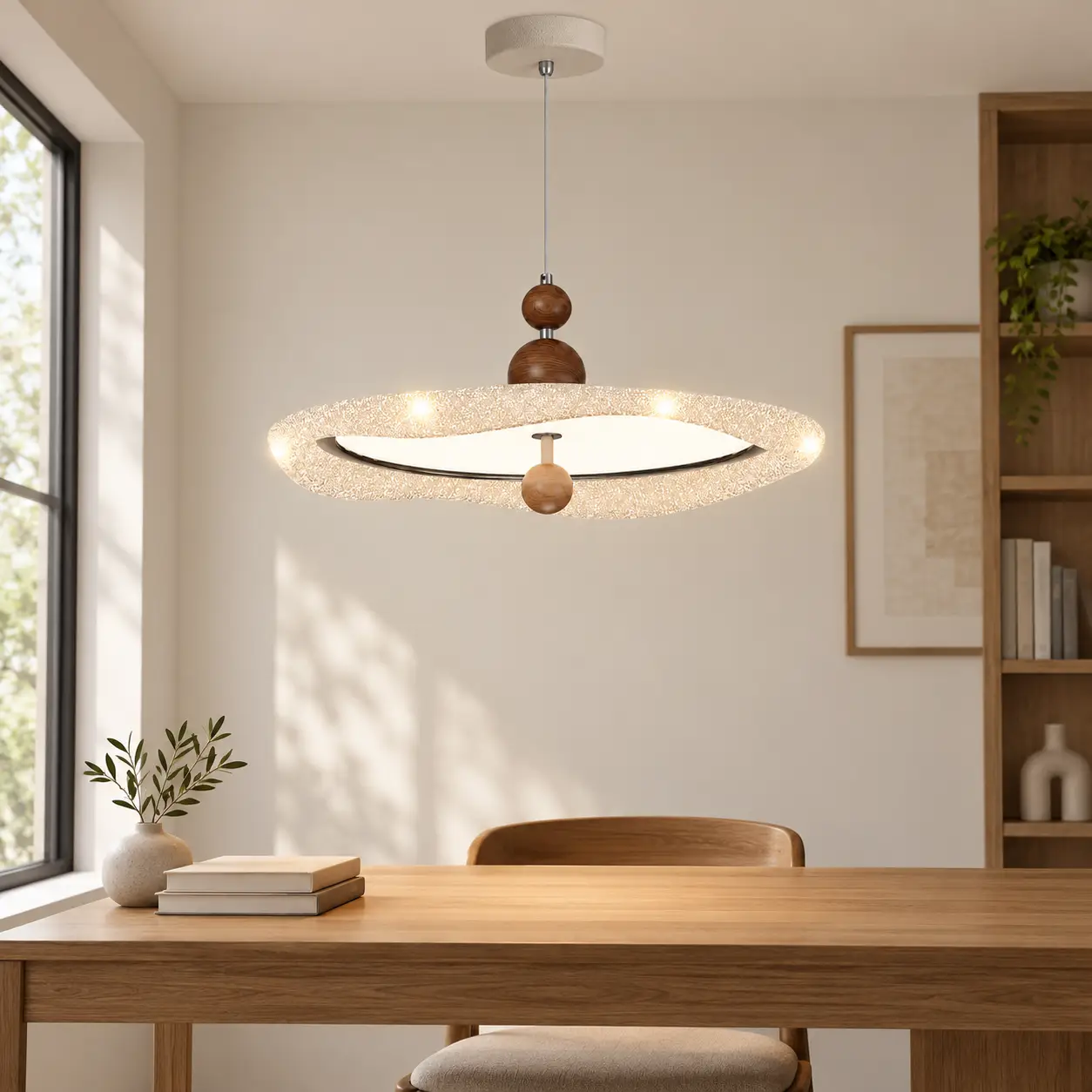 Elara pendant light above a study table