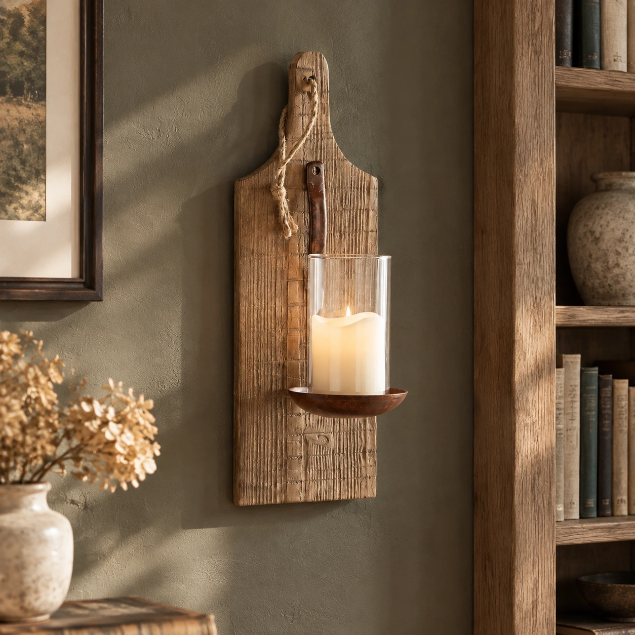 Material detail of Amelia Vintage Carved Wood Wall Sconce