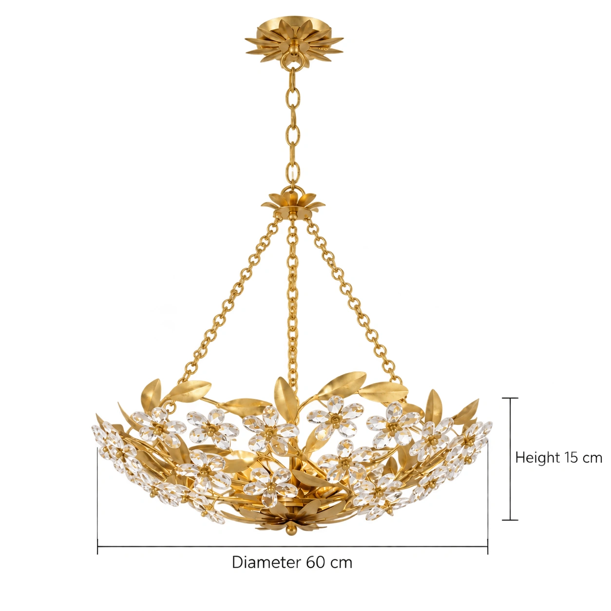 Pendant light dimensions: diameter 60 cm and height 15 cm