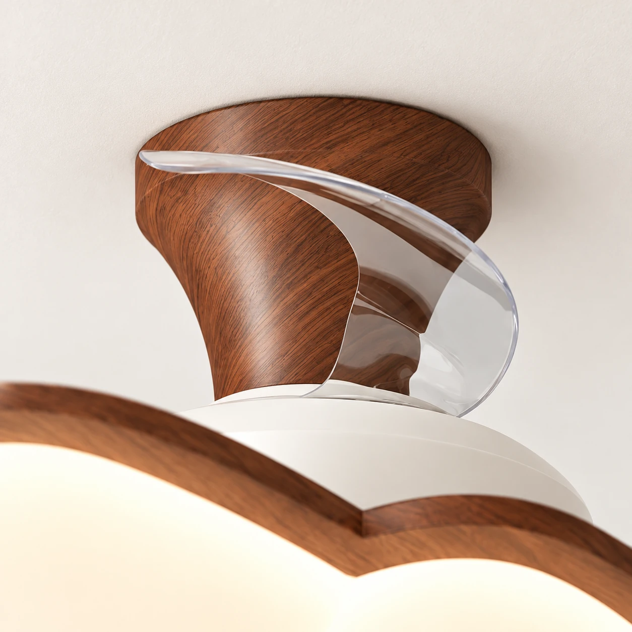 Flush ceiling canopy and upper housing detail