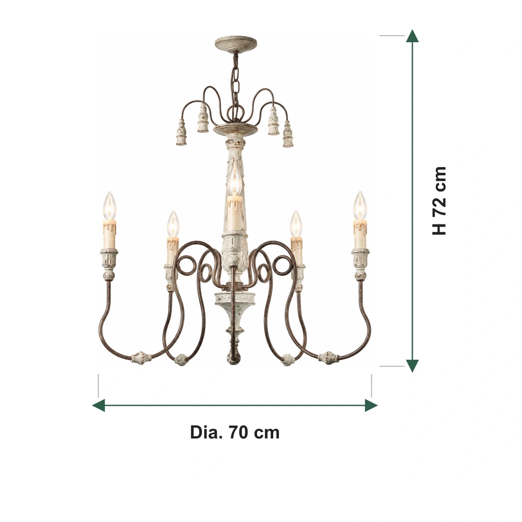 Lucien chandelier dimensions: 70 cm diameter and 72 cm height