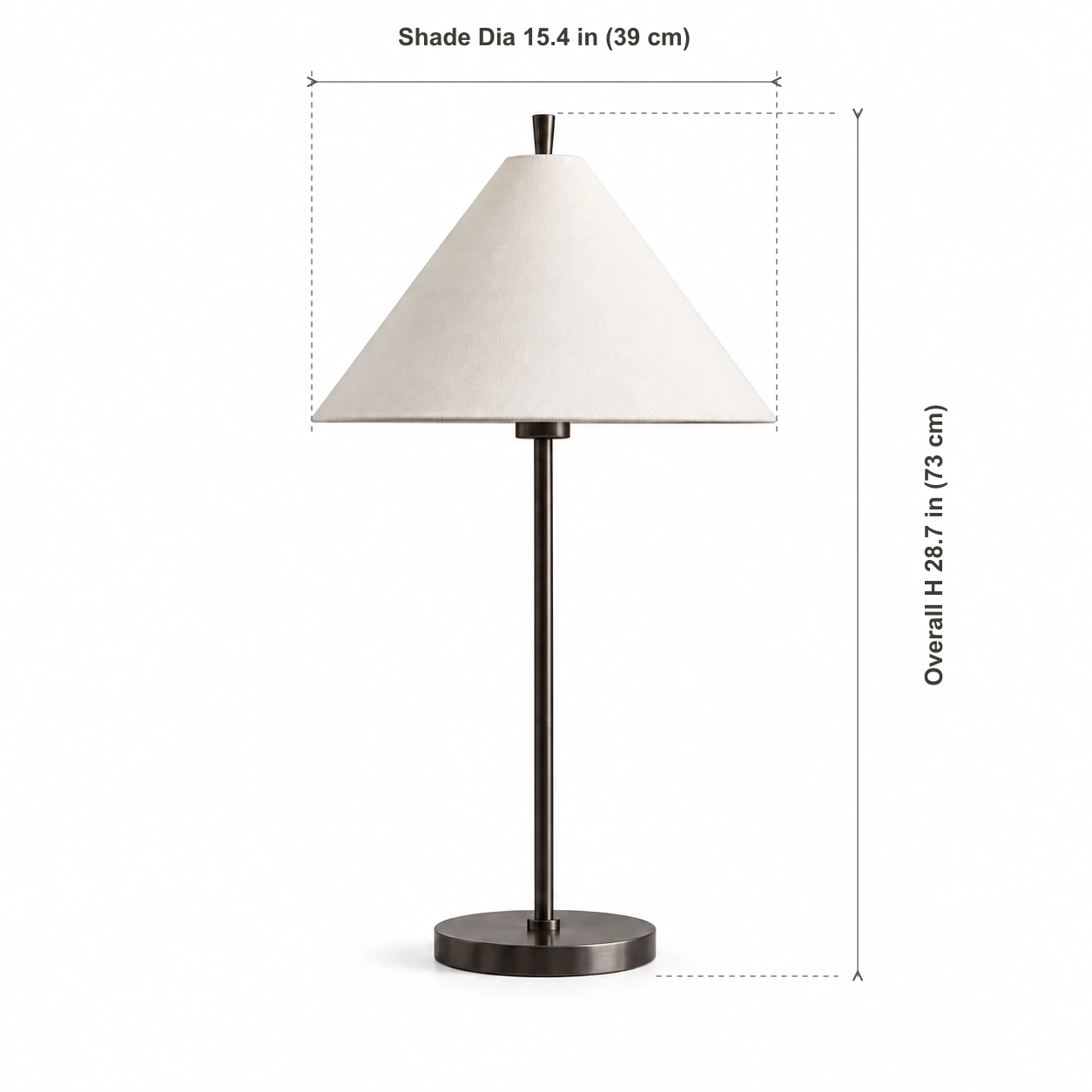 Large table lamp dimensions: shade diameter 39 cm, overall height 73 cm