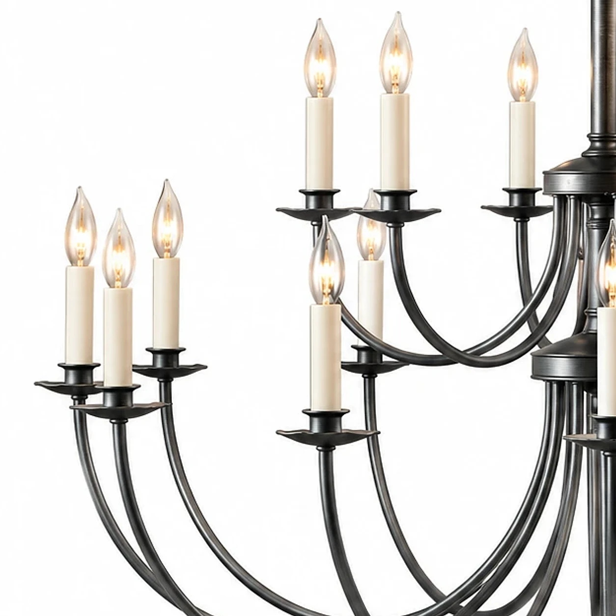 Close detail of the candle sleeves and iron trays