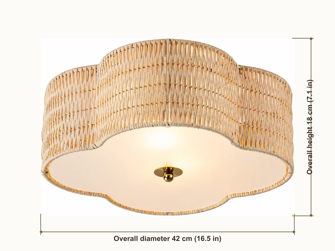 Verified dimensions: 42 cm diameter and 18 cm high