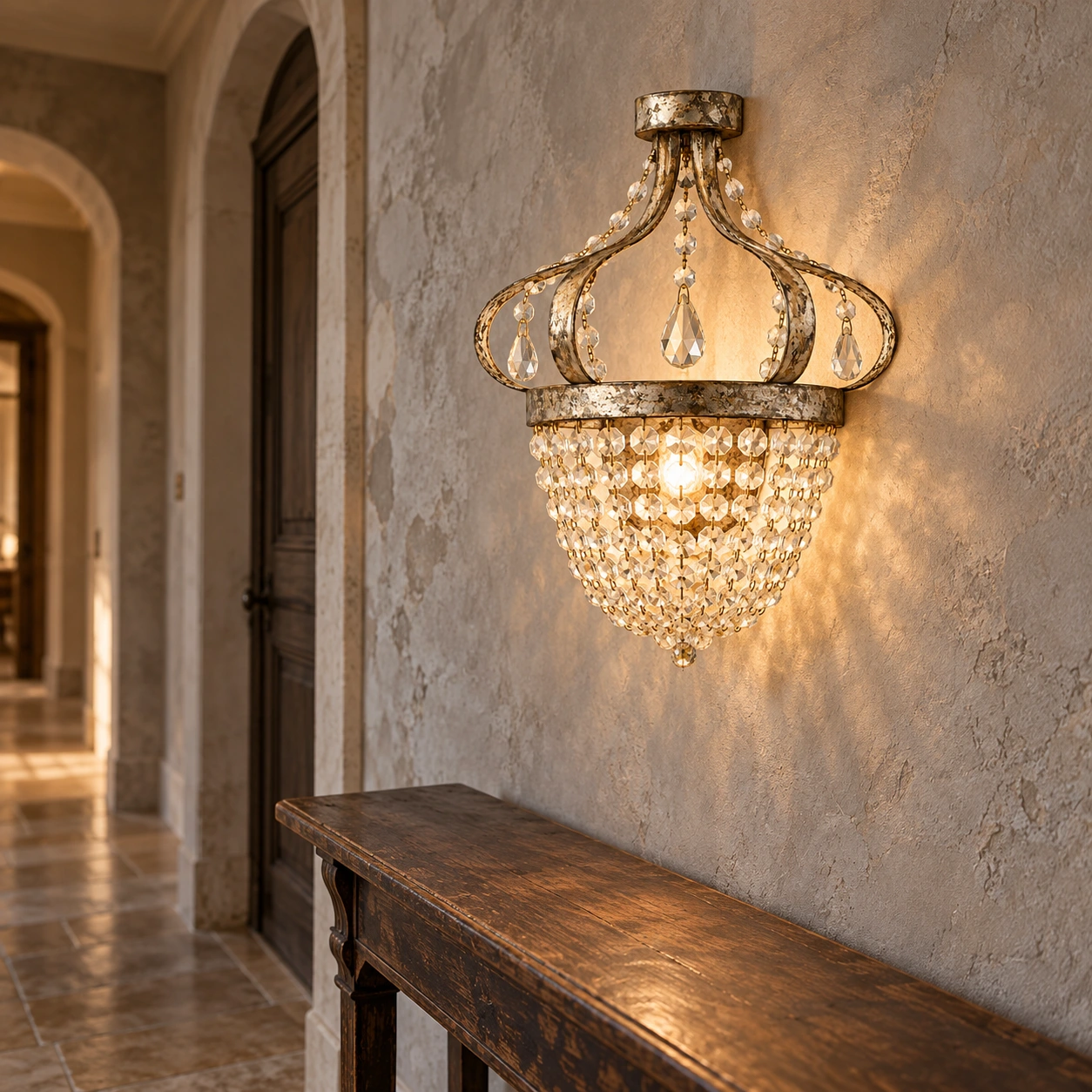 Wall lamp in a boutique corridor