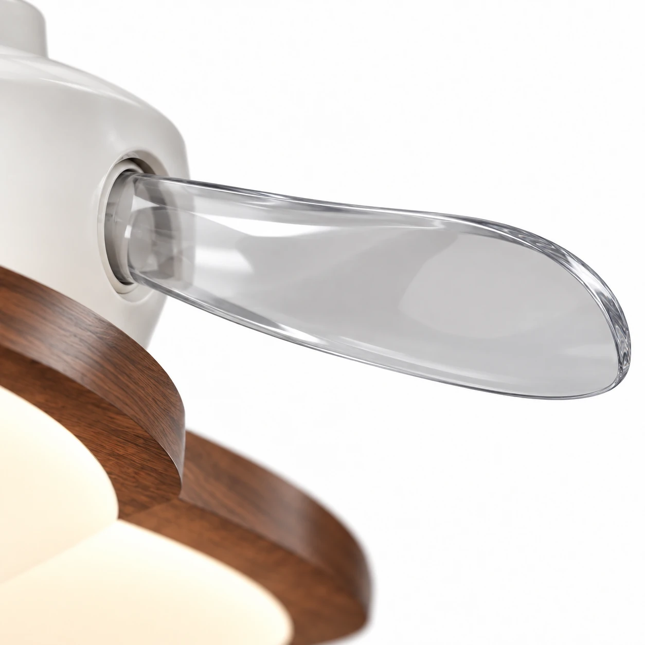 Translucent blade and white motor junction detail