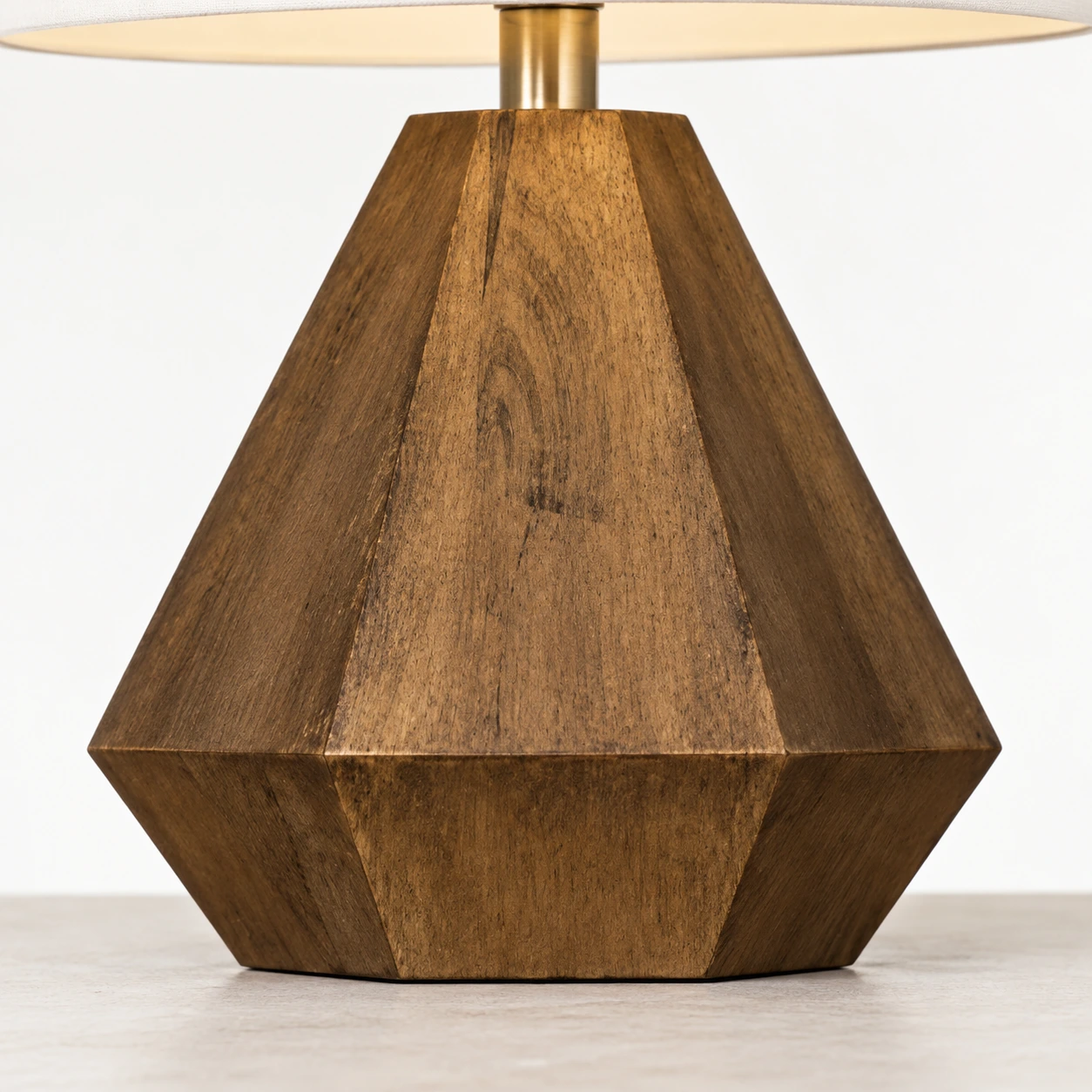 Faceted distressed wood grain and polygonal base detail