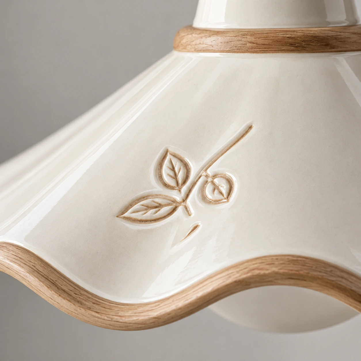 Close view of the ceramic floral relief