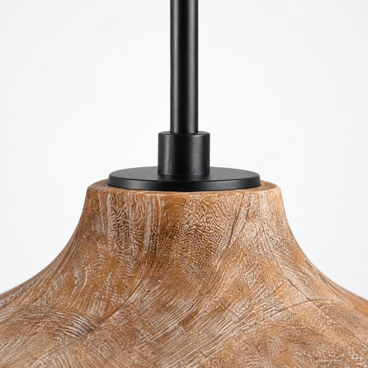 Carved wood and iron connection