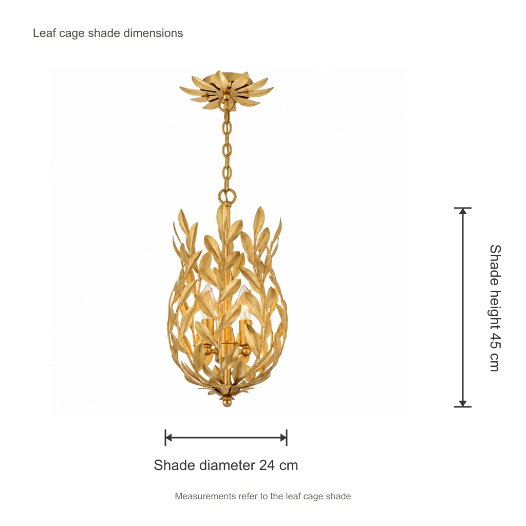 Aurelia leaf cage shade dimensions: 24 cm diameter and 45 cm height