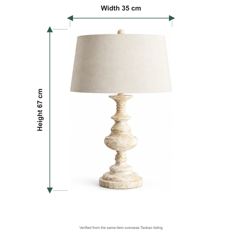 Theo Vintage Bedside Walnut Wood and Metal Table Lamp dimensions: width 35 cm and height 67 cm
