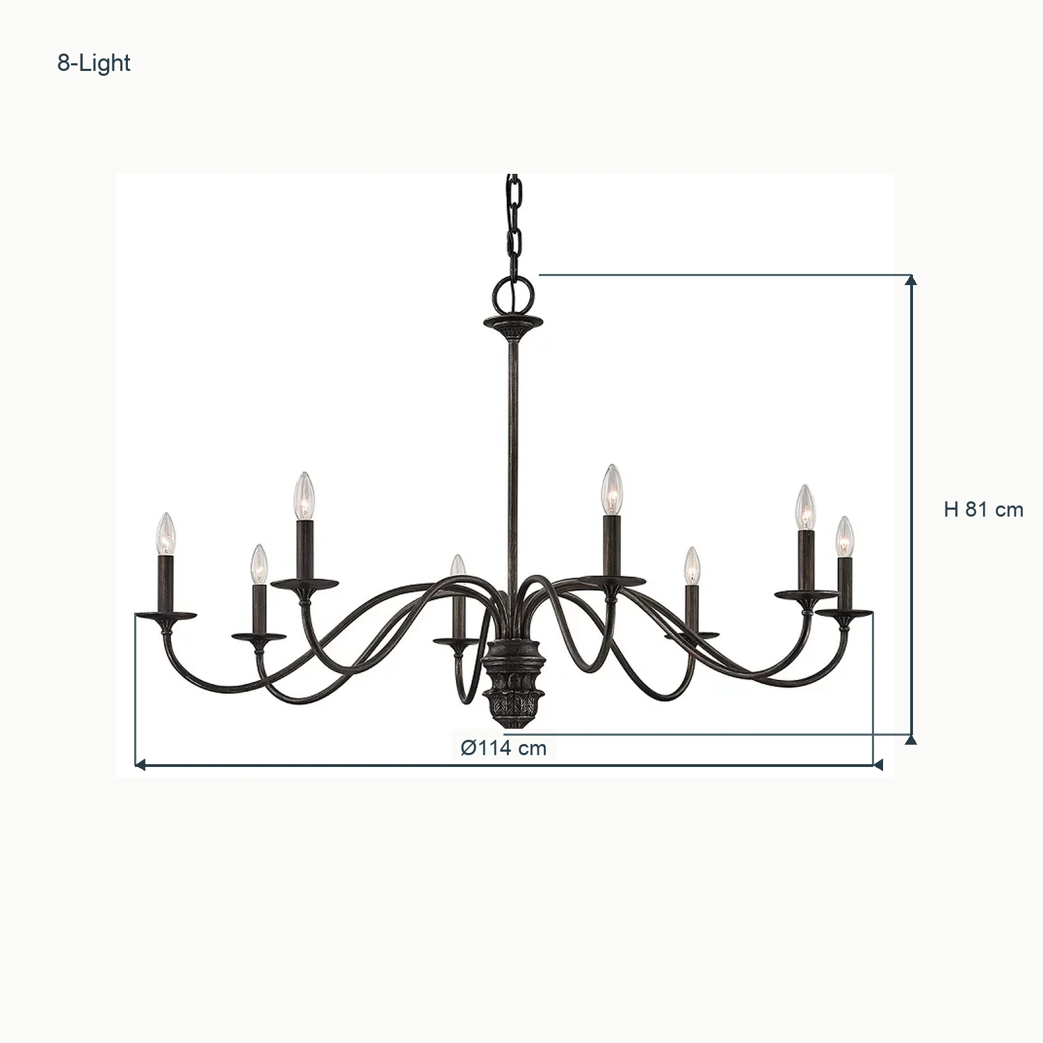 8-Light, diameter 114 cm, height 81 cm