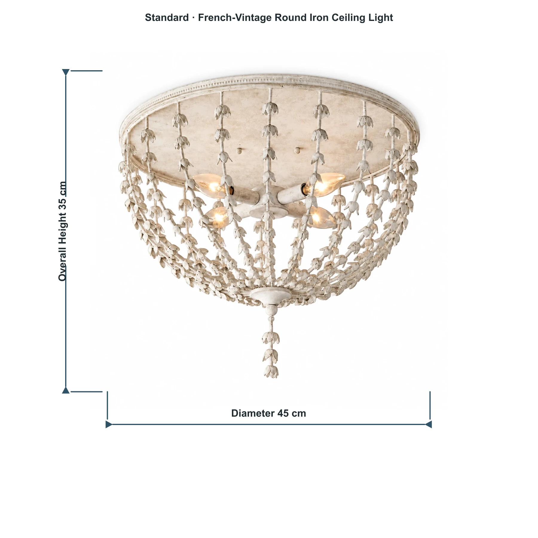 Diameter 45 cm and overall height 35 cm