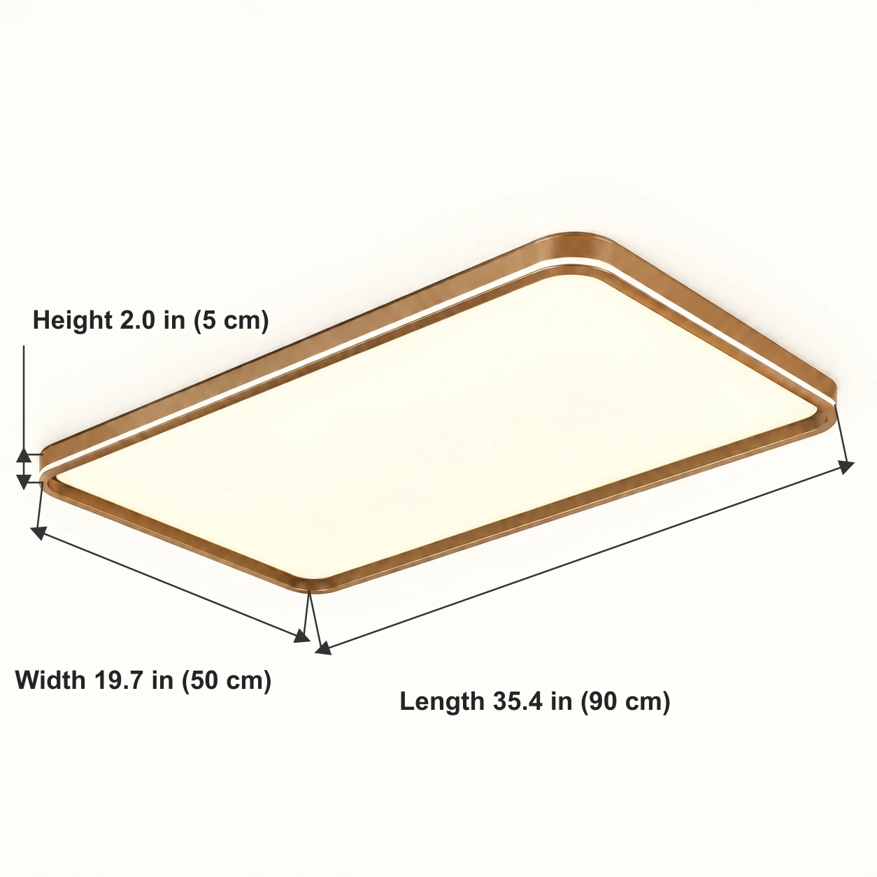 90 cm option: length 90 cm, width 50 cm, height 5 cm