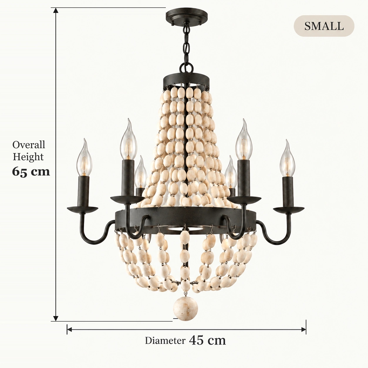 Small Hazel chandelier: diameter 45 cm and overall height 65 cm