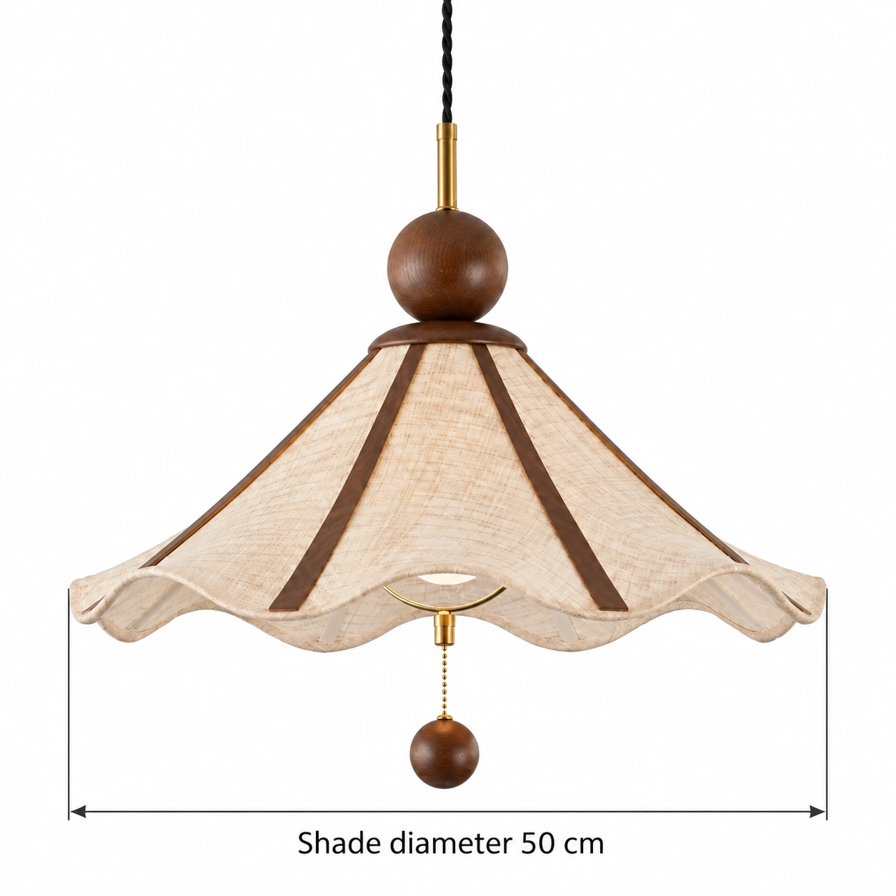 Shade diameter 50 cm measured across the outer fabric rim