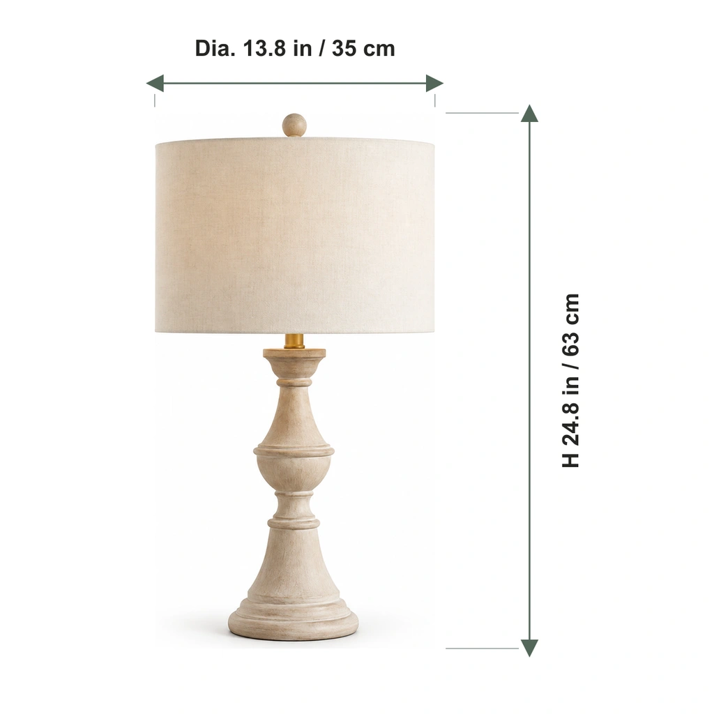 Elena table lamp dimensions: 13.8 inch diameter and 24.8 inch overall height