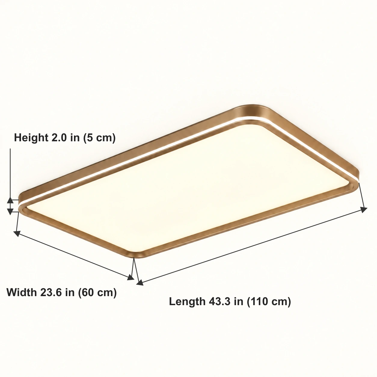 110 cm option: length 110 cm, width 60 cm, height 5 cm