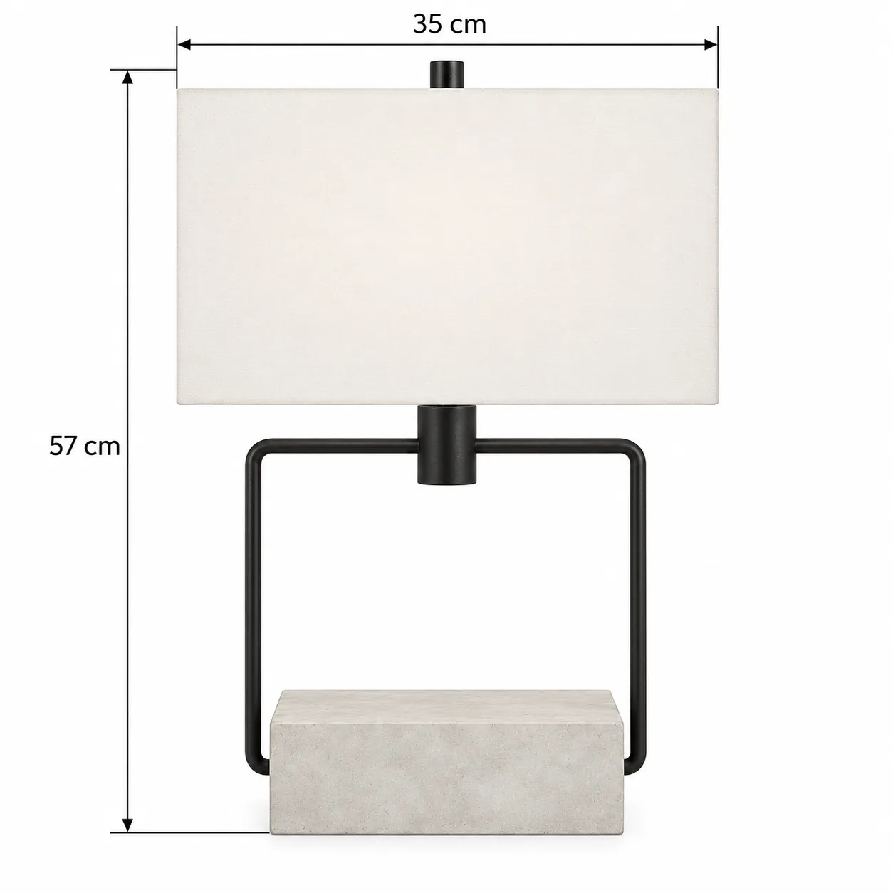 Overall height 57 cm and overall width 35 cm