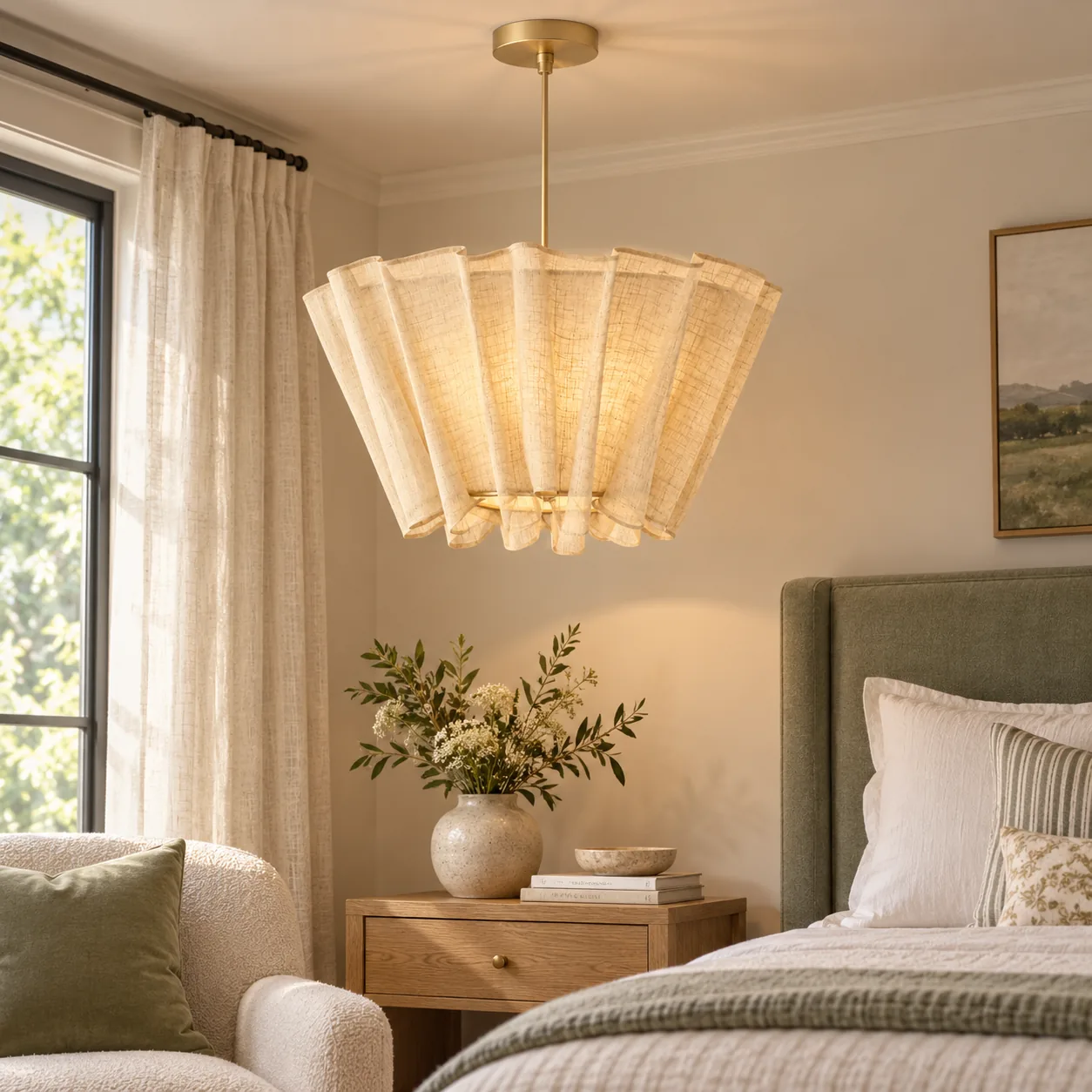 Pendant in a bedroom seating corner