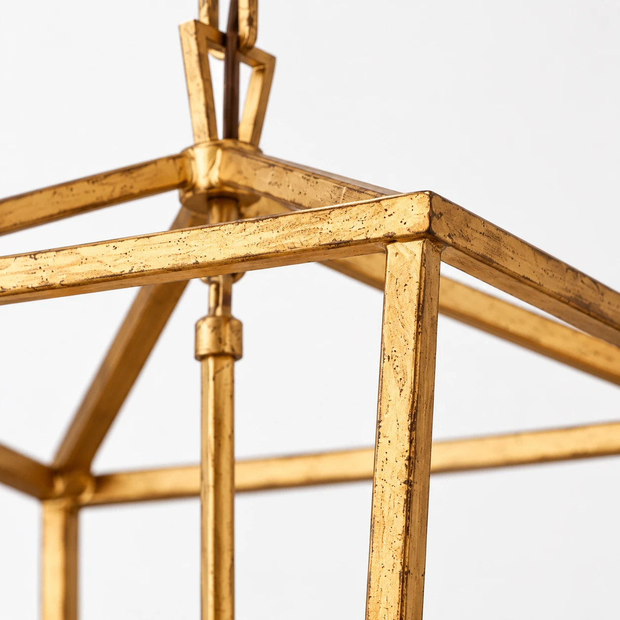 Iron cage corner of the Nora Vintage Caged Iron Chandelier
