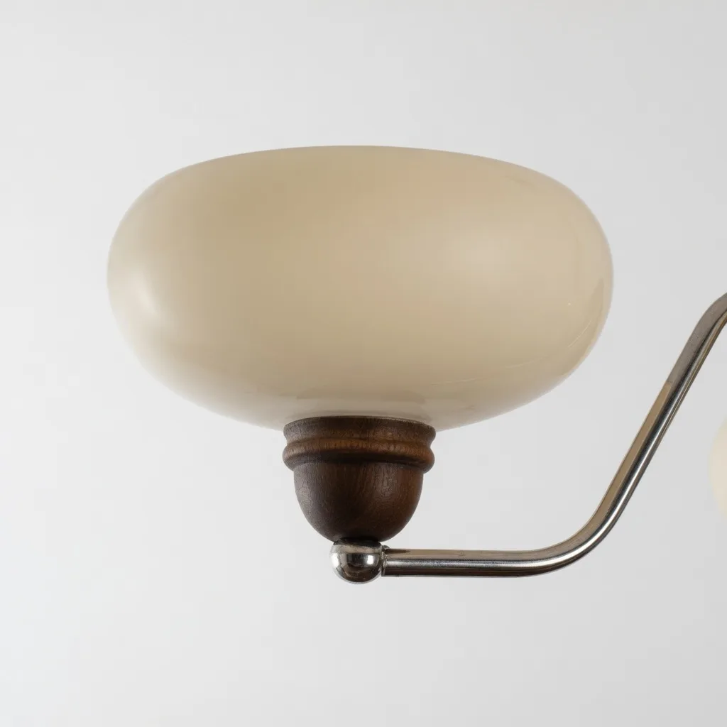 Cream oval glass shade and wood socket