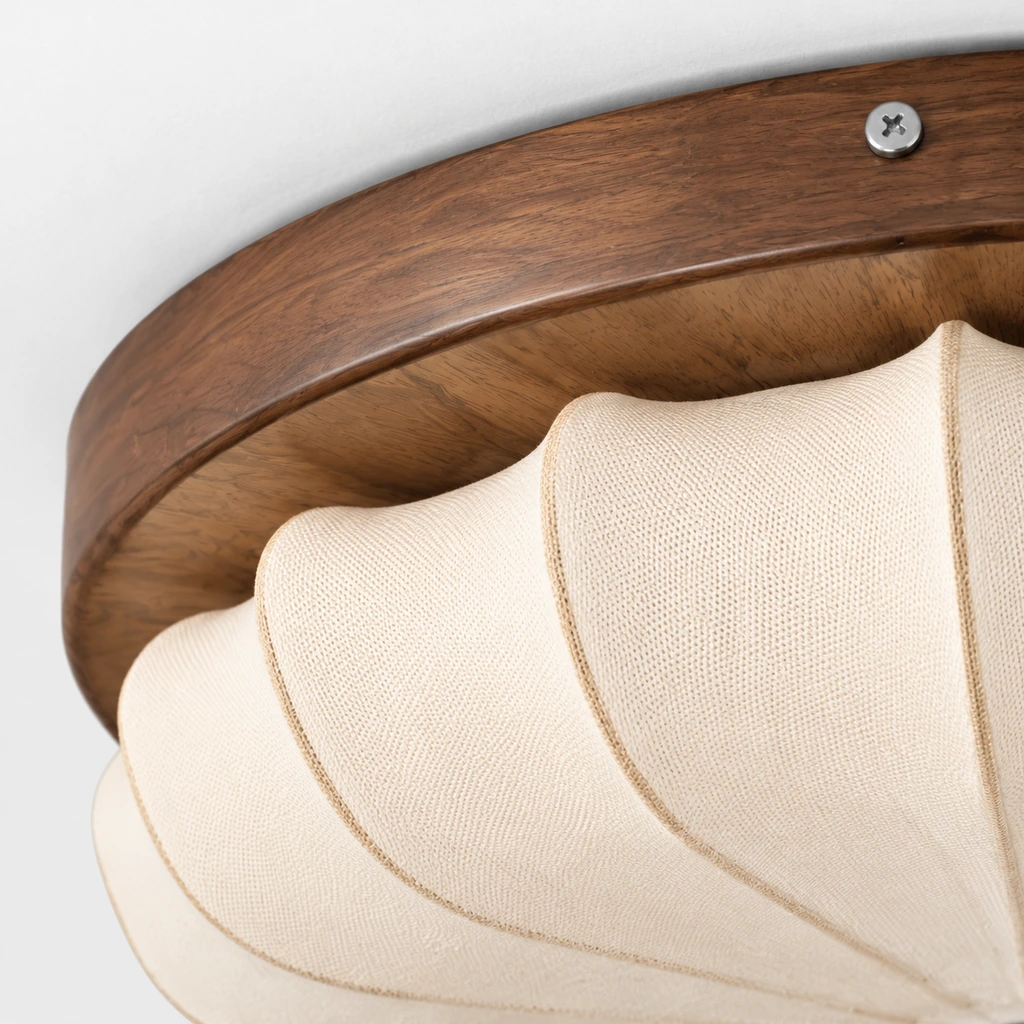 Walnut-color metal rim detail