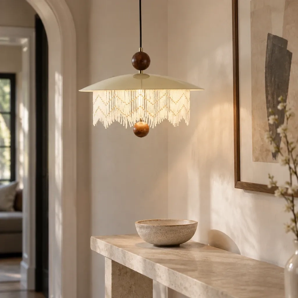 Bianca fringe pendant light in an entry setting