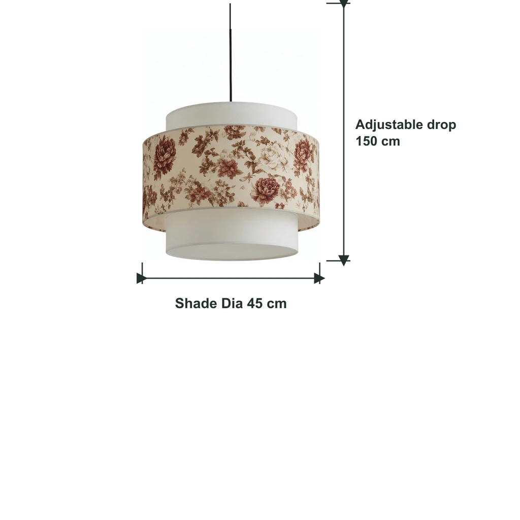 Mina pendant dimensions: 45 cm shade diameter and 150 cm adjustable drop