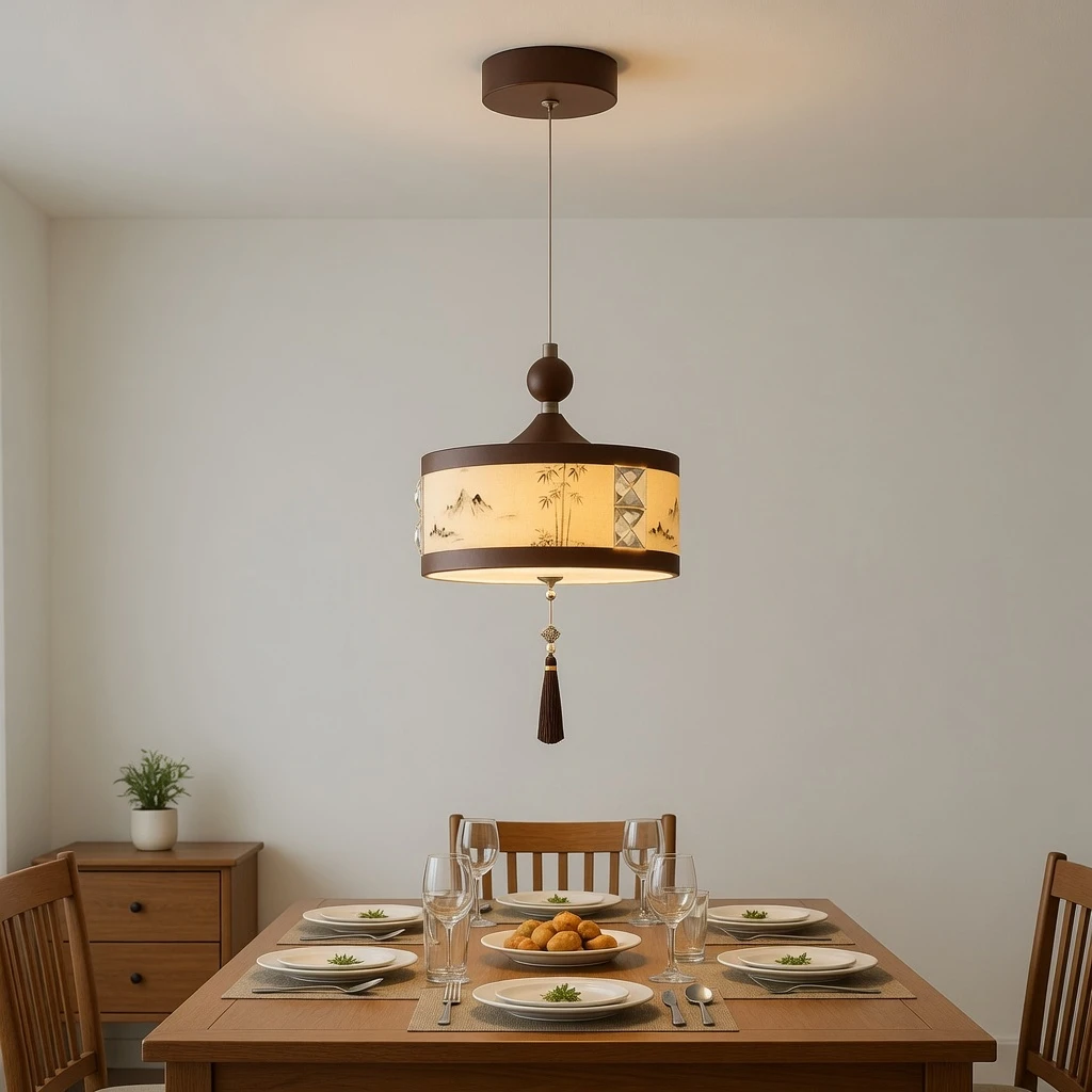 Small 20 cm mini pendant above a dining table