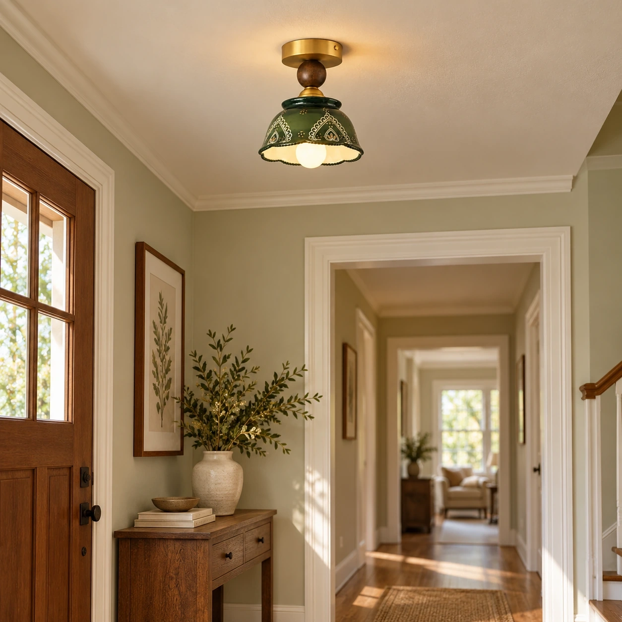 Camille ceramic flush mount in an entry foyer