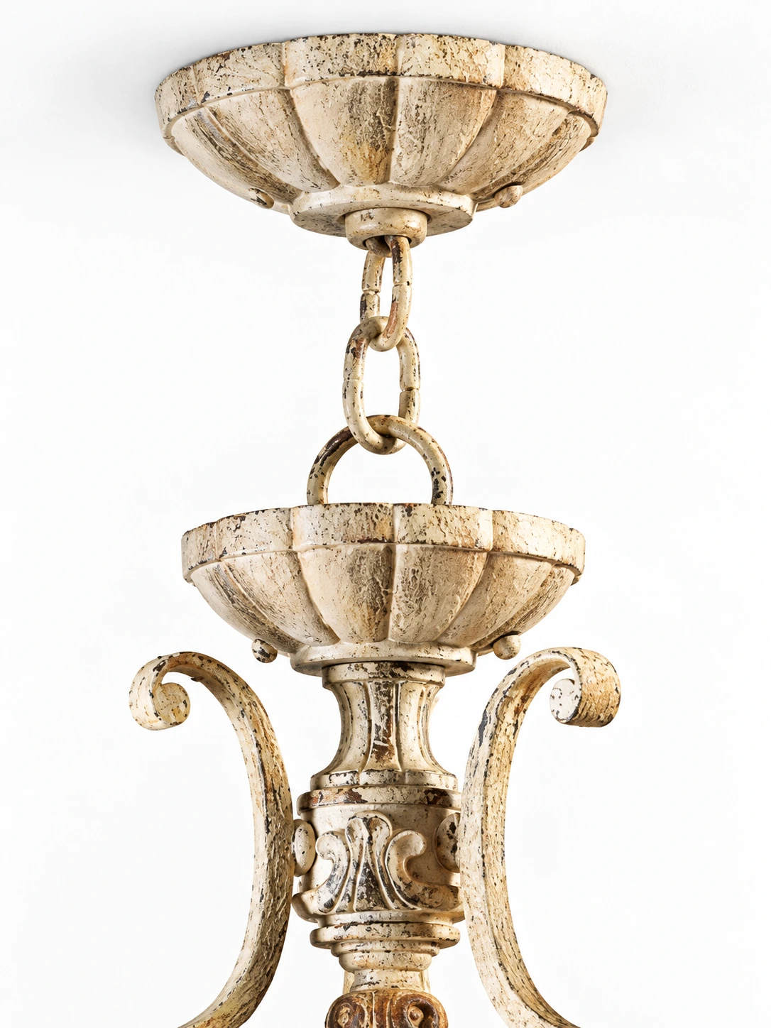 Carved canopy and suspension chain detail