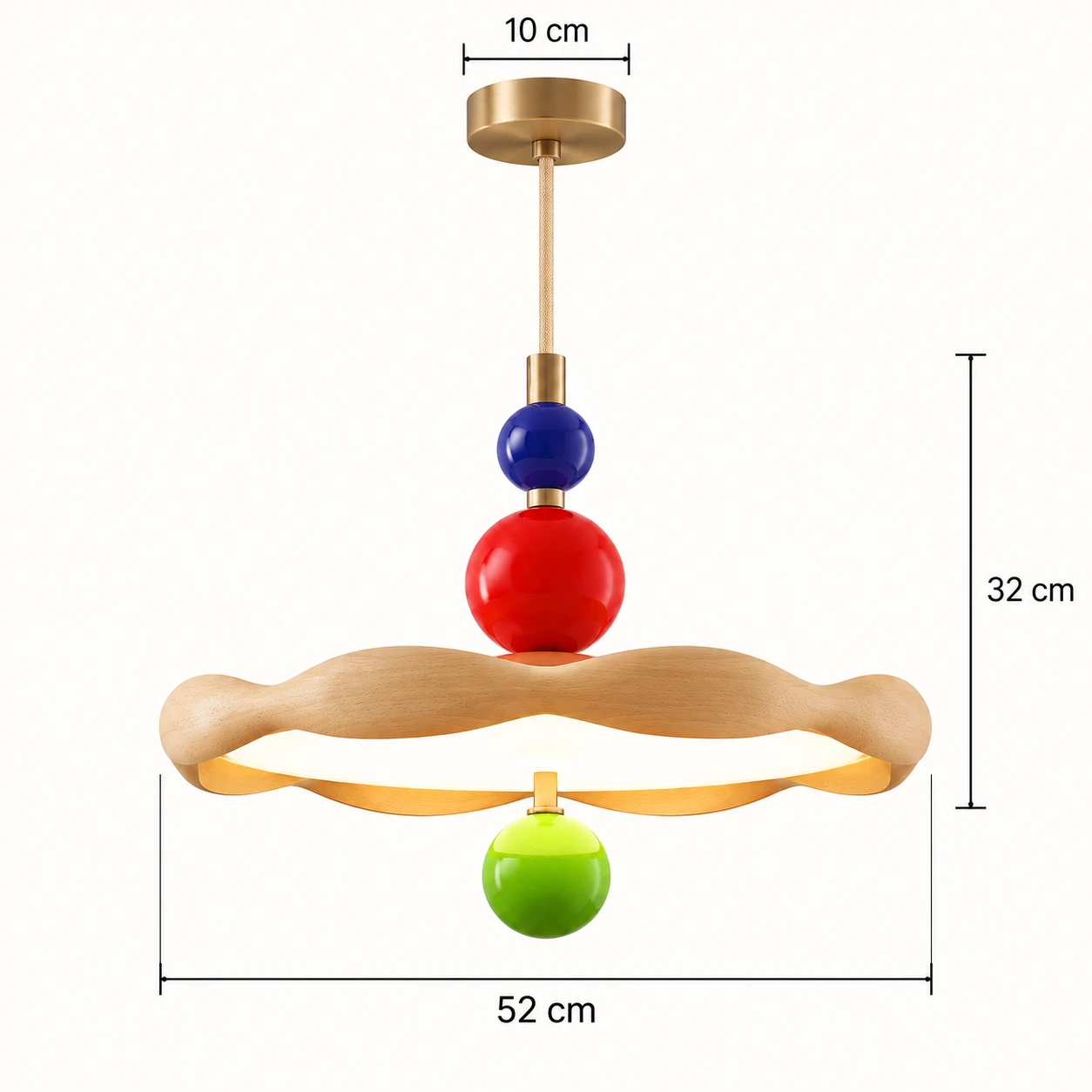 Dimension diagram diameter 52 cm height 32 cm canopy 10 cm