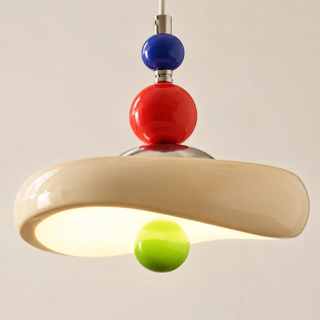 Close detail of the cream wavy ring shade