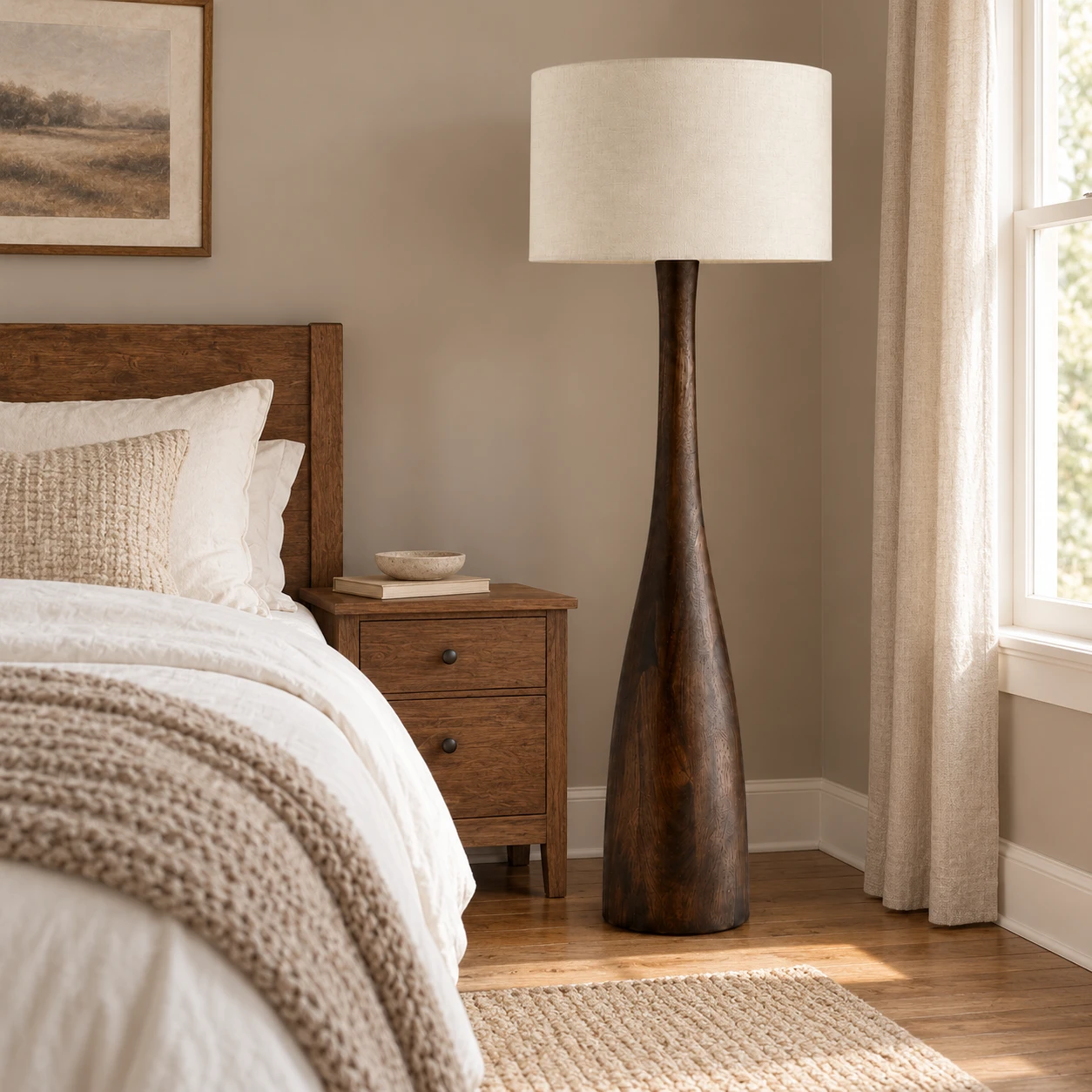 Floor lamp in a bedroom corner