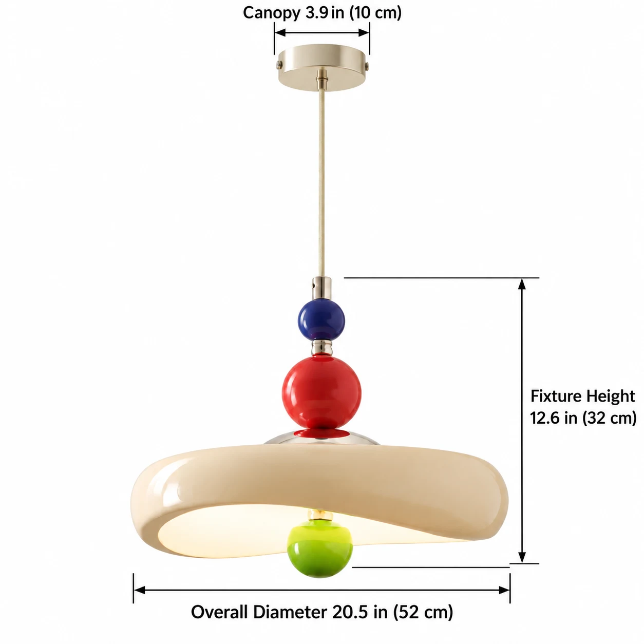 Dimension diagram 52 cm diameter