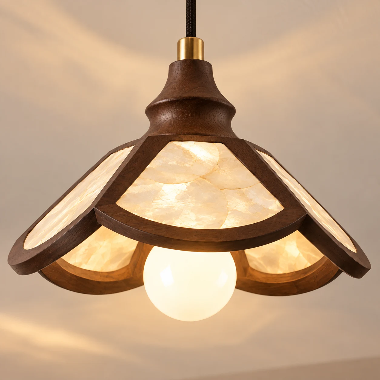 Open underside with warm globe bulb