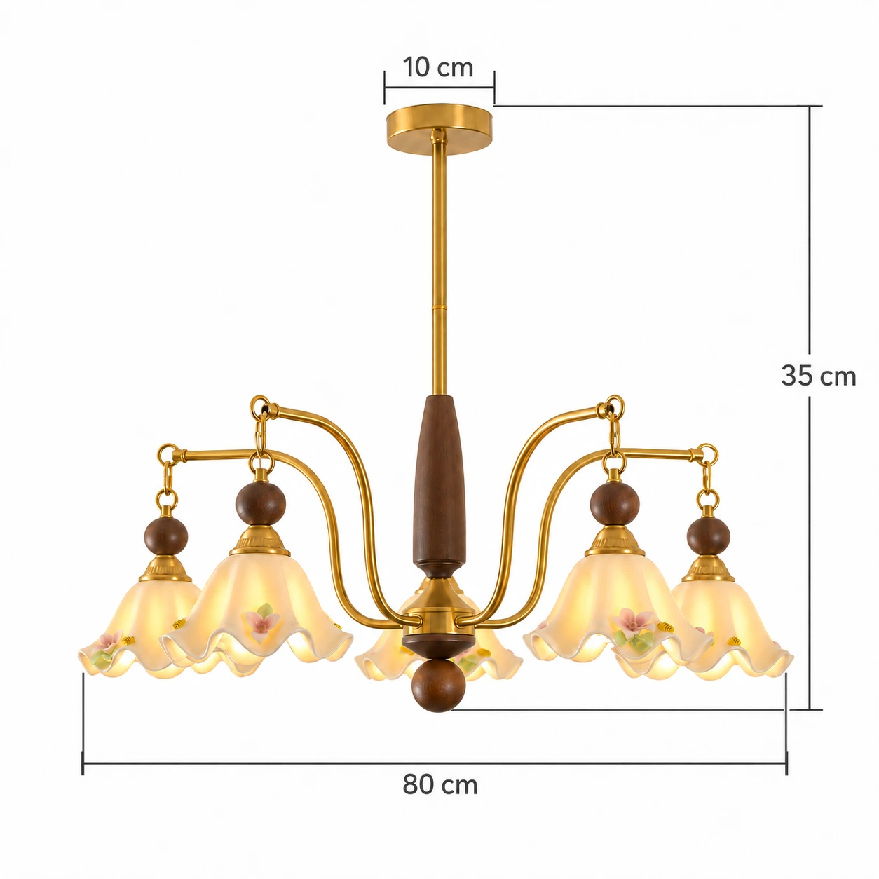 Camille five-light chandelier dimensions