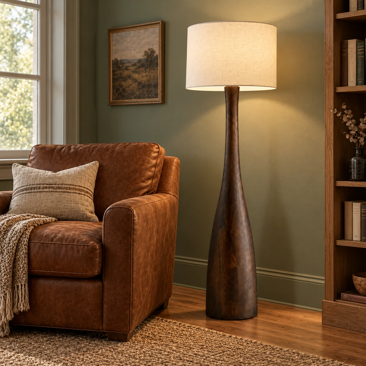 Floor lamp in a reading nook