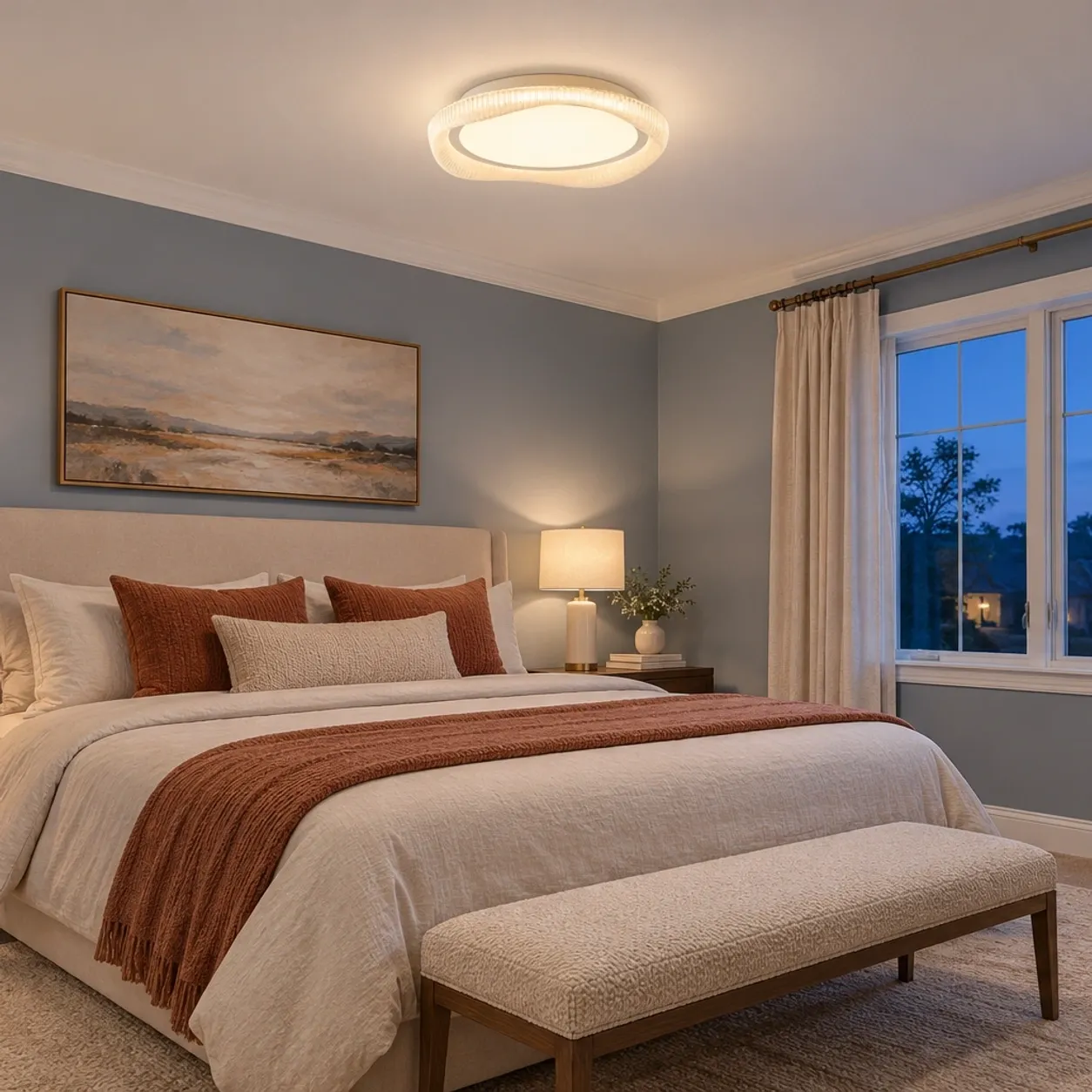 Sofia flush mount in an American bedroom
