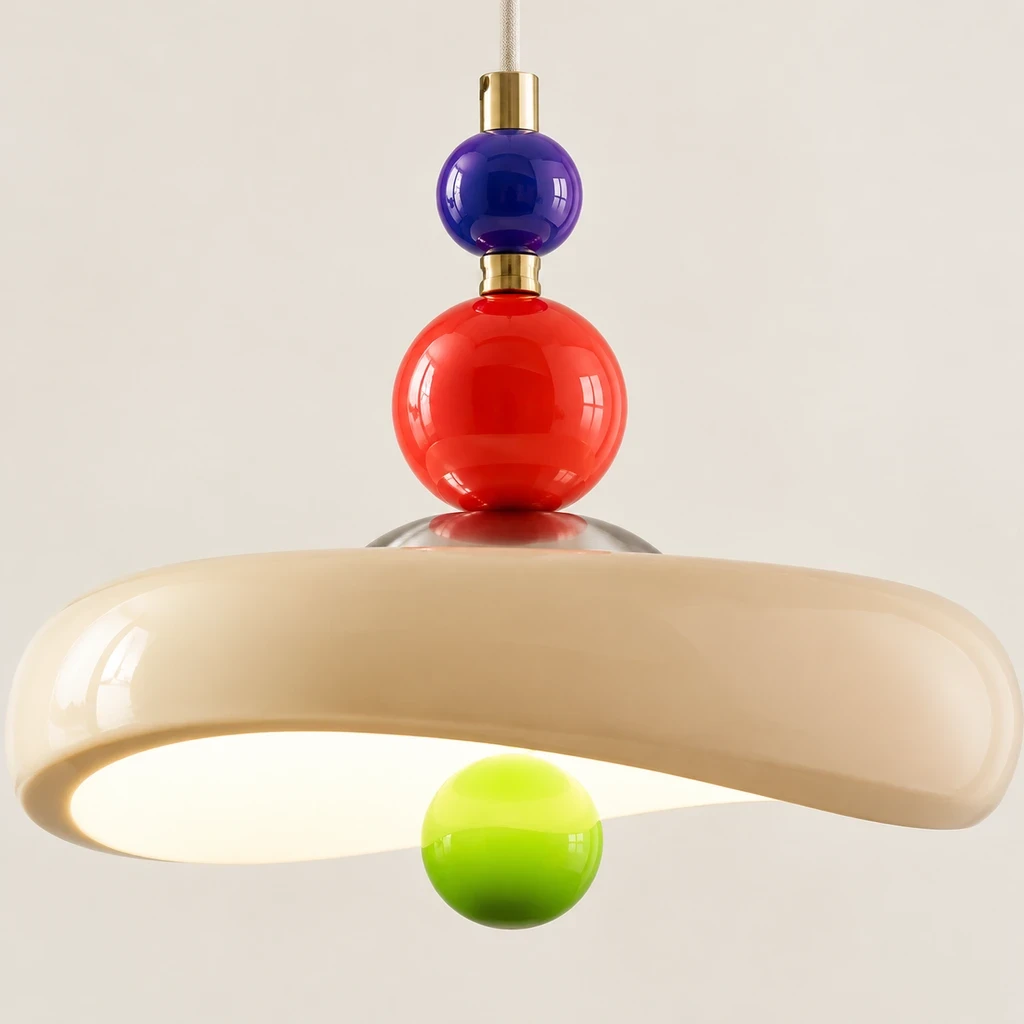Blue red and lime orb stack detail
