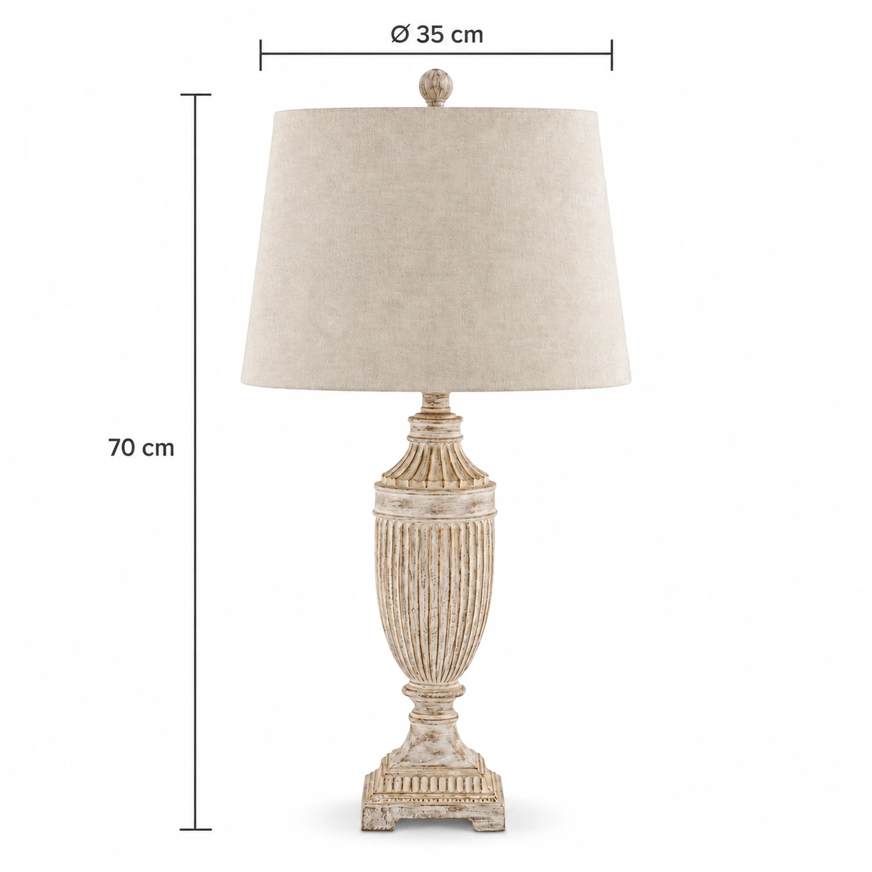 Table lamp dimensions: diameter 35 cm, overall height 70 cm