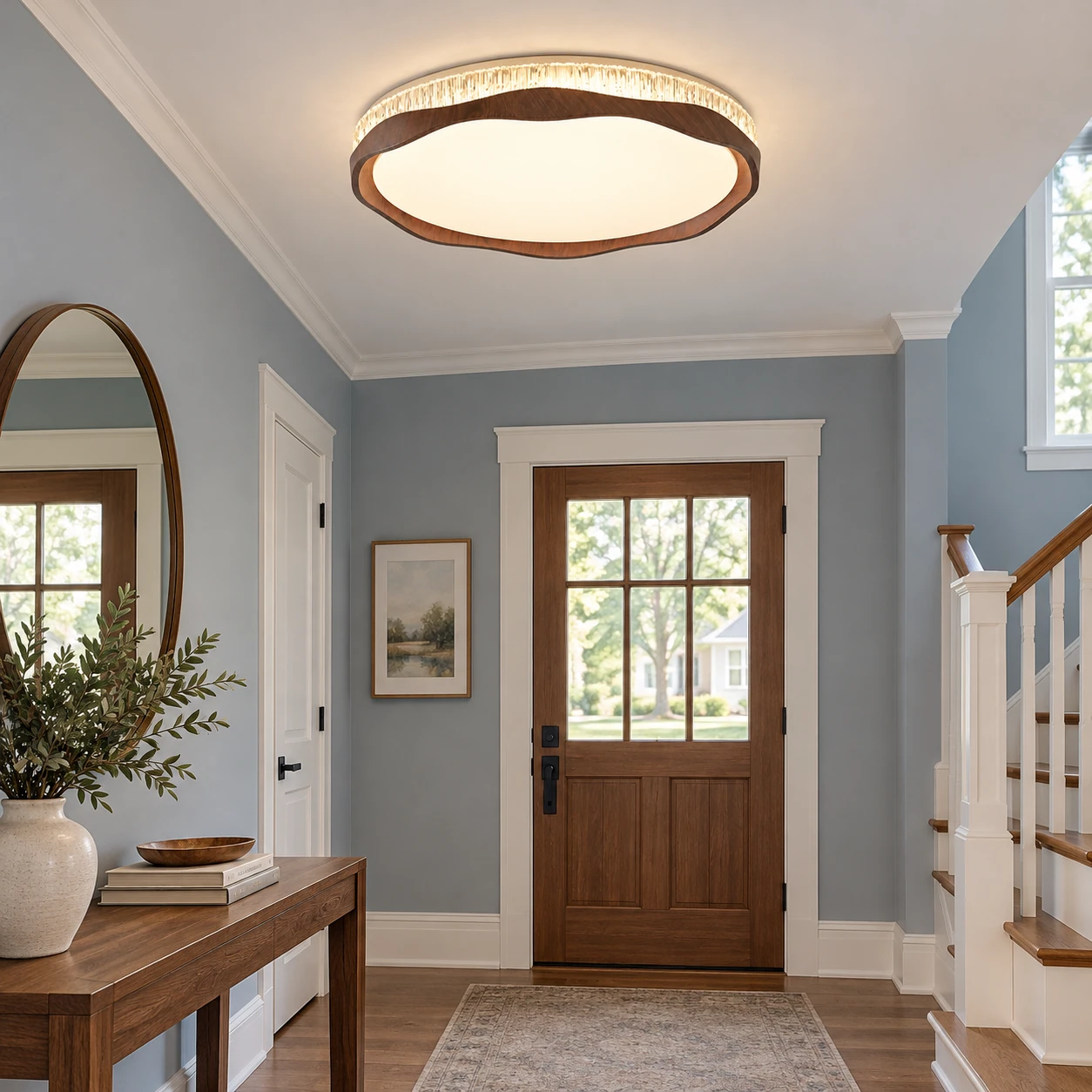 Marielle flush mount ceiling light in an entry foyer