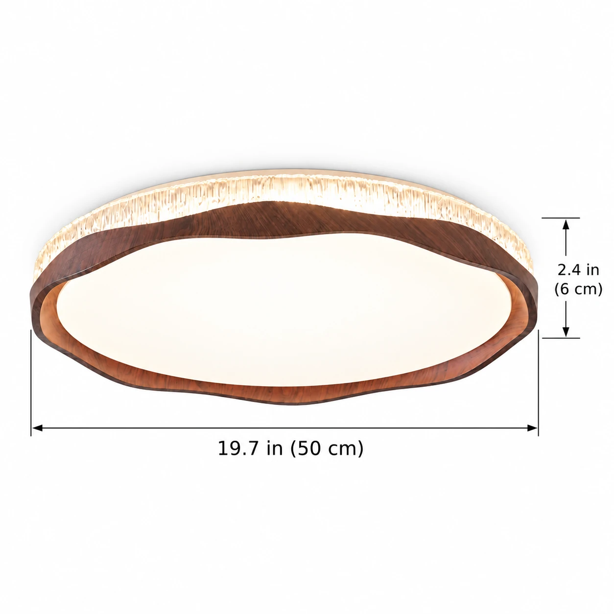 Marielle flush mount dimension diagram 19.7 in diameter and 2.4 in height